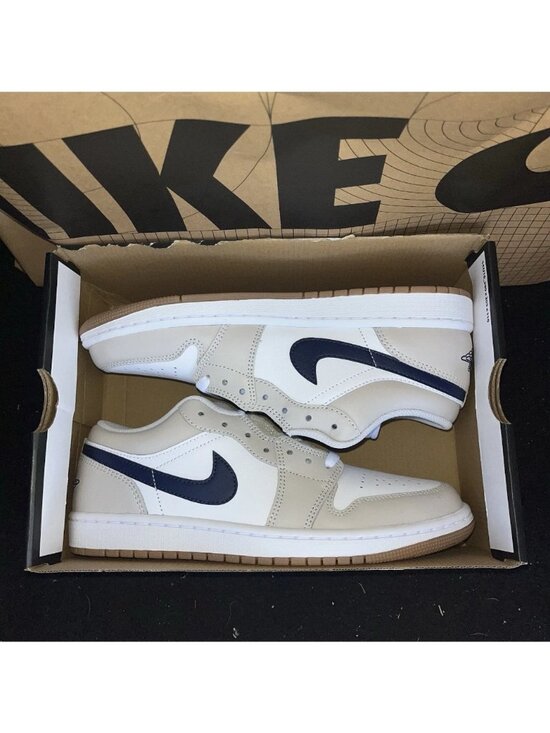 NEW Nike Air Jordan 1 Low White Midnight Navy 553558-146 Men Sz 7.5, Women 9 main image 5